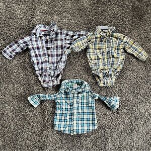 6mo Plaid Baby Boy Bodysuits Set